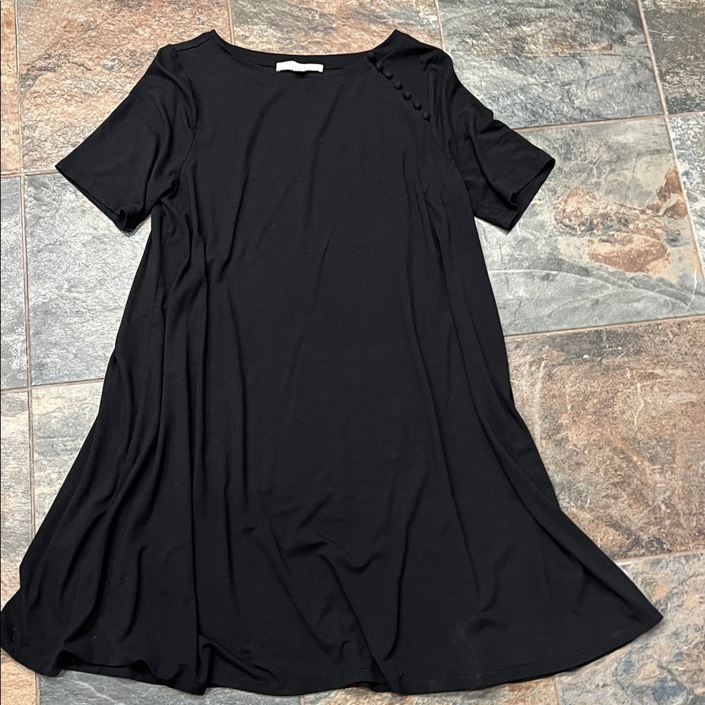LOFT Black Tunic Top with Button Detail - Picture 4 of 6